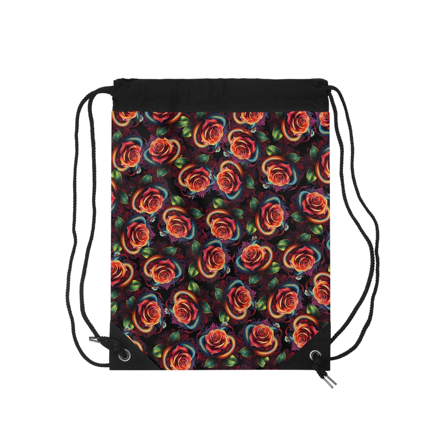 Snake&Roses Drawstring Bag