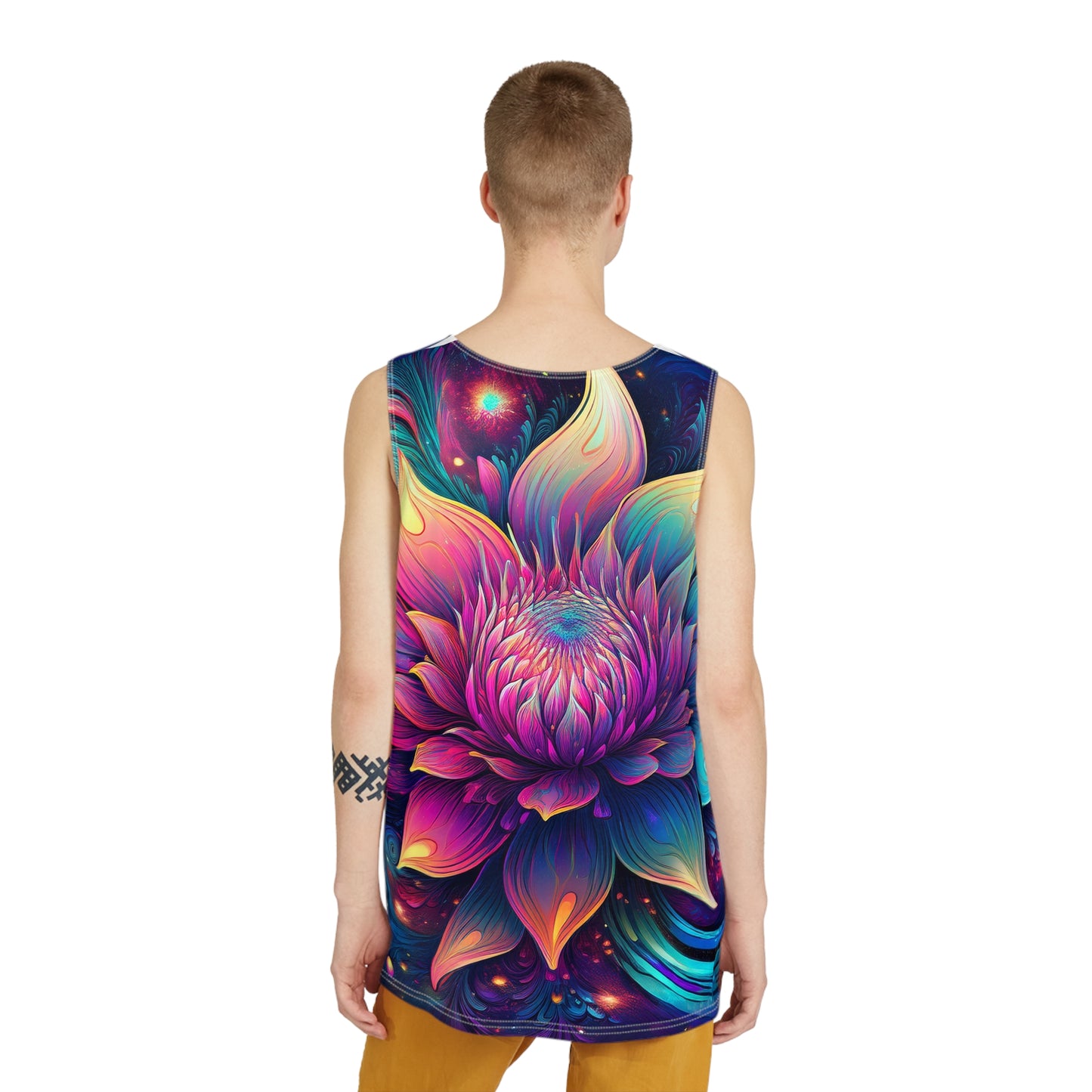 Cosmic Bloom Men's Tank Top - Colorful Psychedelic Design for Summer Vibes